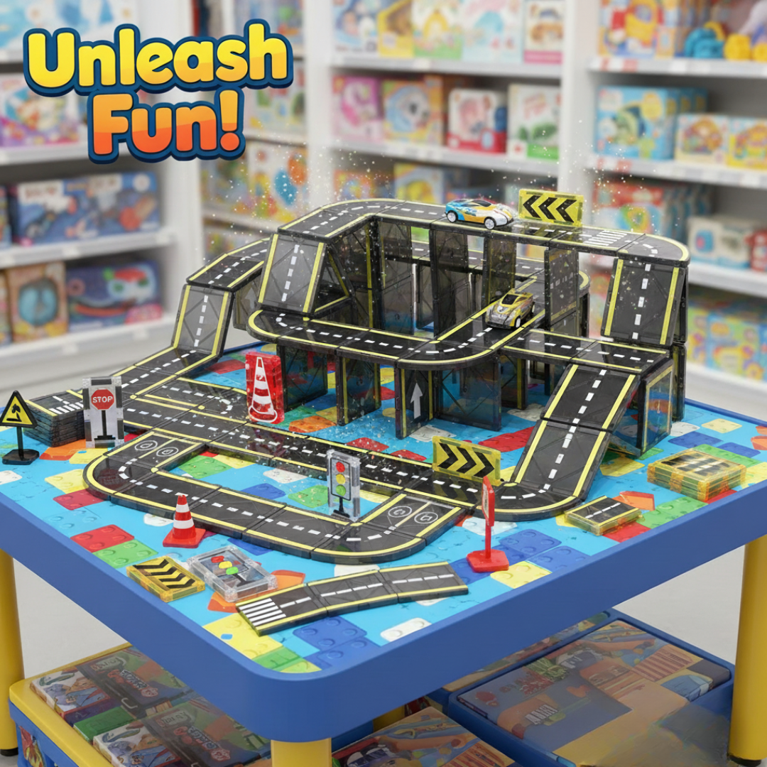 Magnetic Road Set – kreativt byggset med magnetbilar