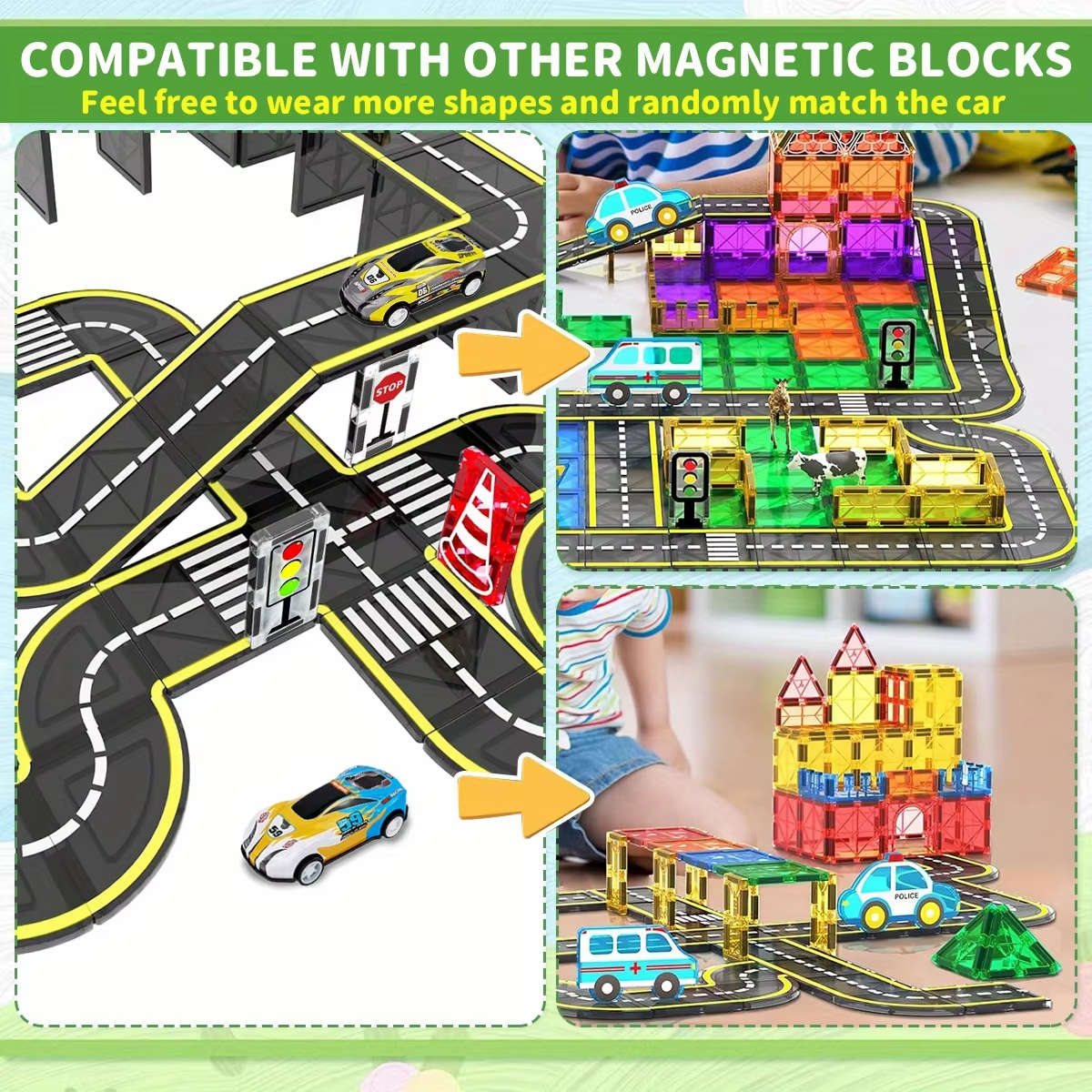 Magnetic Road Set – kreativt byggset med magnetbilar