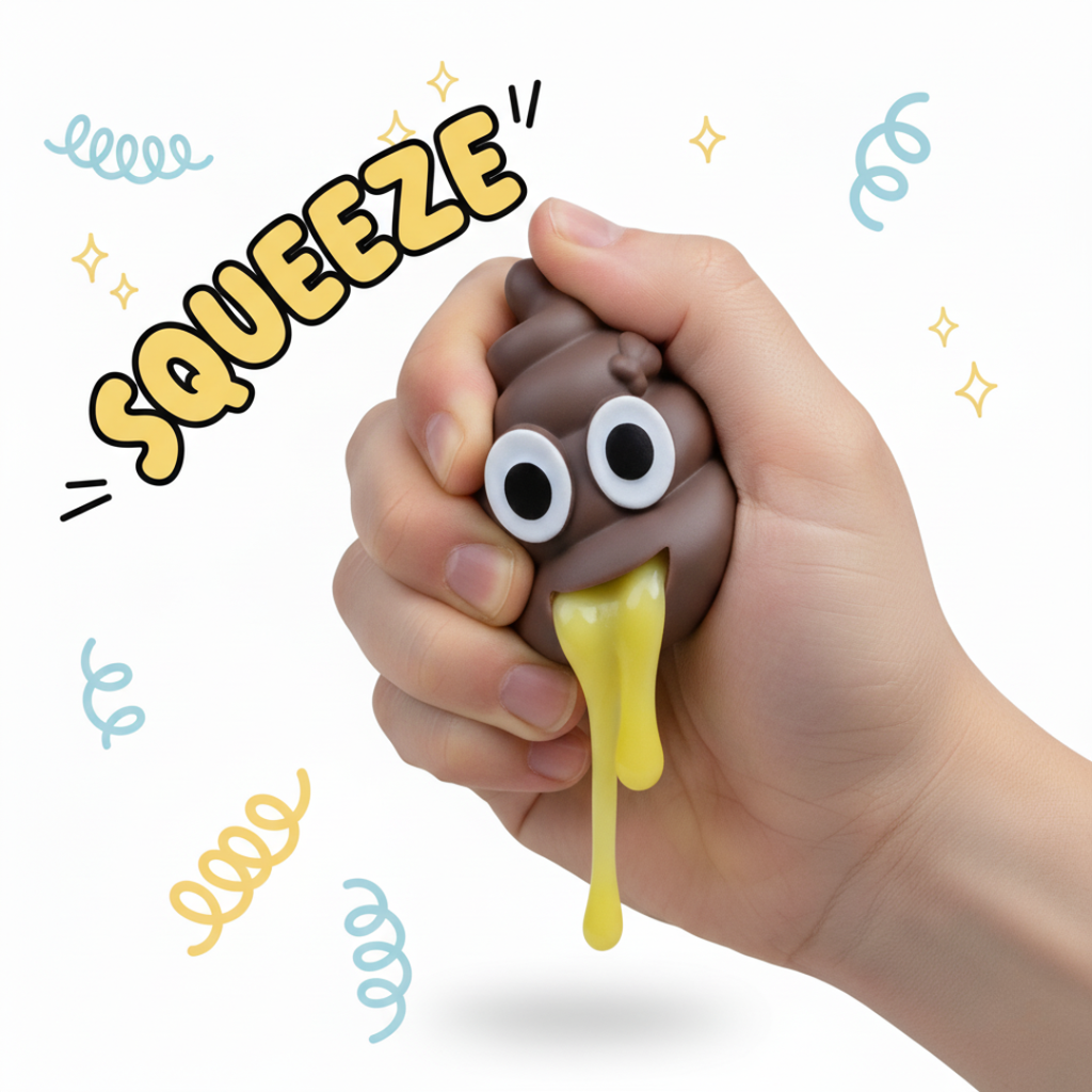 Klämvänlig Bajskompis - rolig stressboll för barn