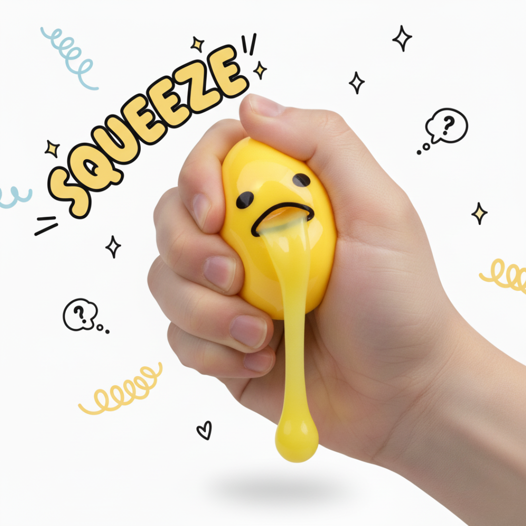 Klämvänligt Ägg – den roliga stressleksaken