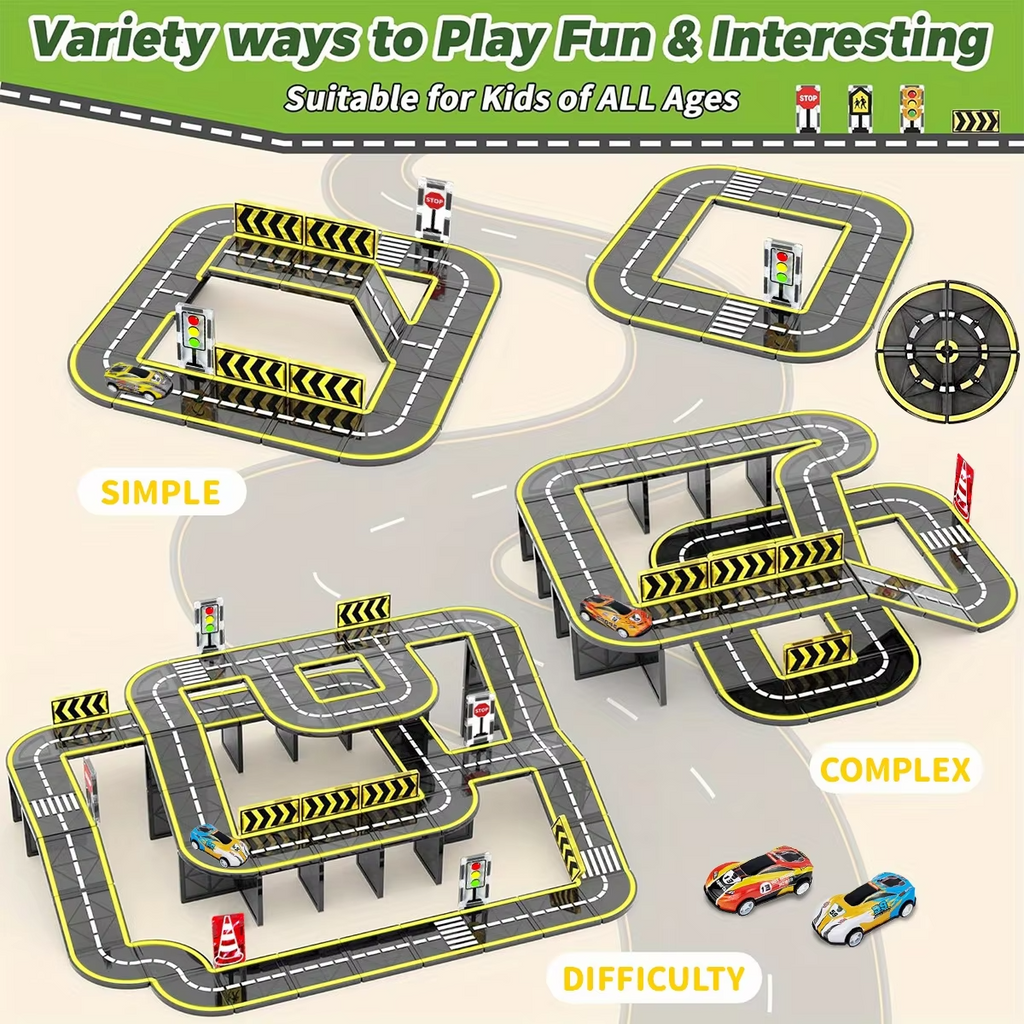 Magnetic Road Set – kreativt byggset med magnetbilar