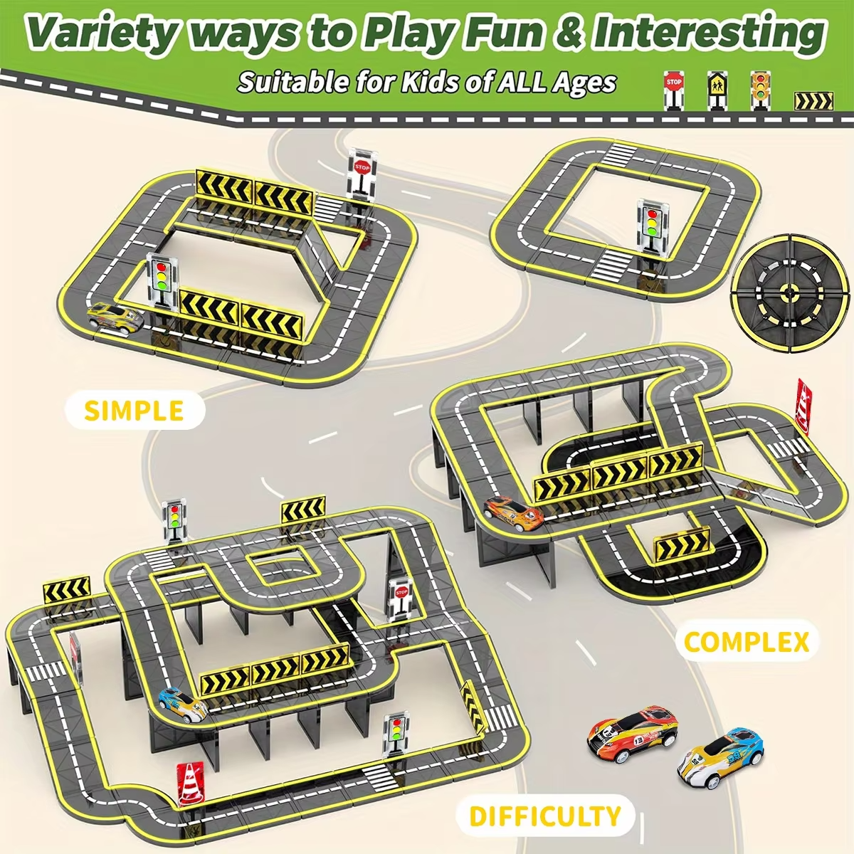 Magnetic Road Set – kreativt byggset med magnetbilar