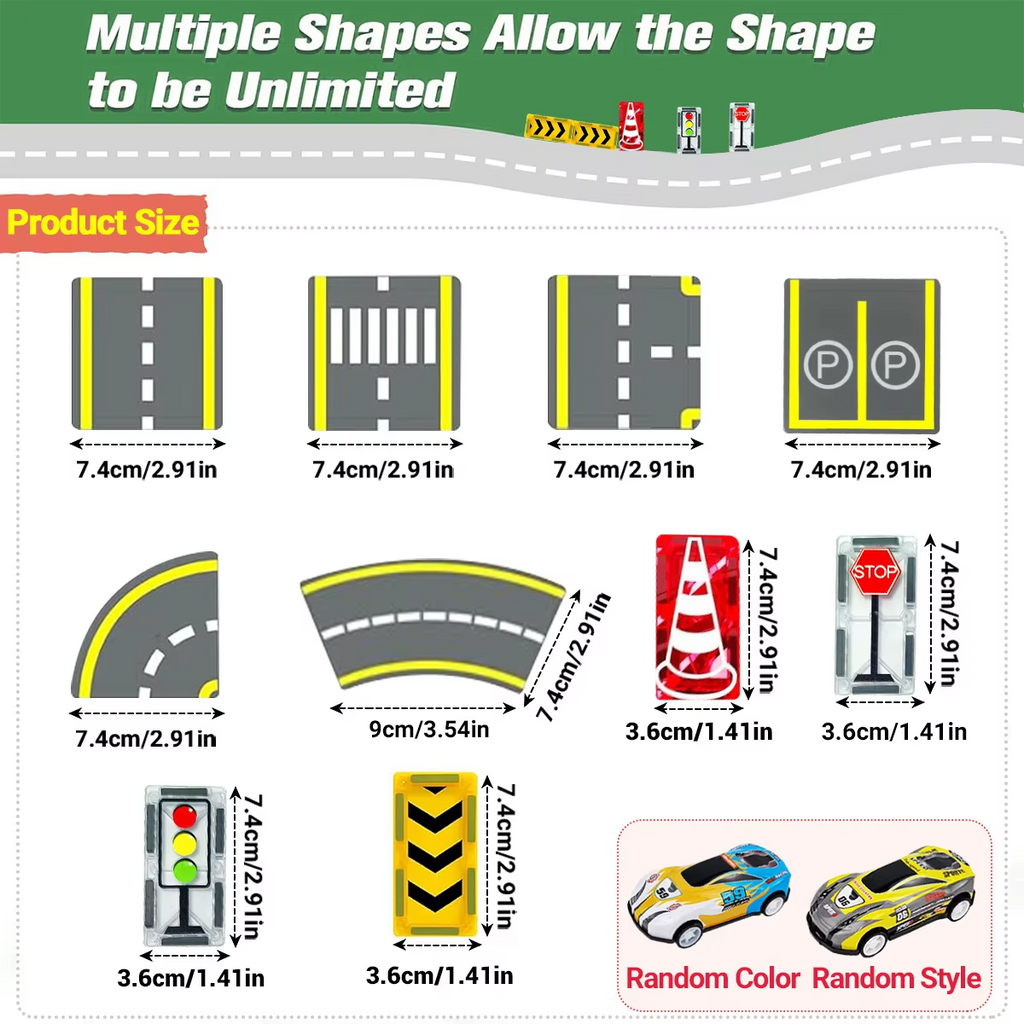 Magnetic Road Set – kreativt byggset med magnetbilar